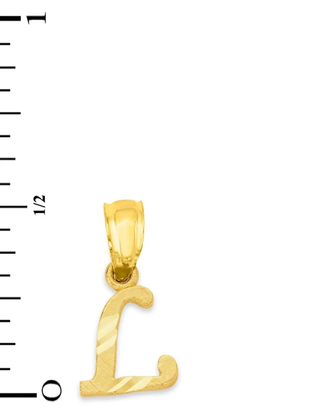 Solid 14k Gold Letter L Pendant - Personalized Diamond Cut Initial Jewelry